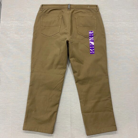CAT Caterpillar Work Pants Mens 40 x 30 Brown Canvas Fleece Lined Insulated - Picture 4 of 12
